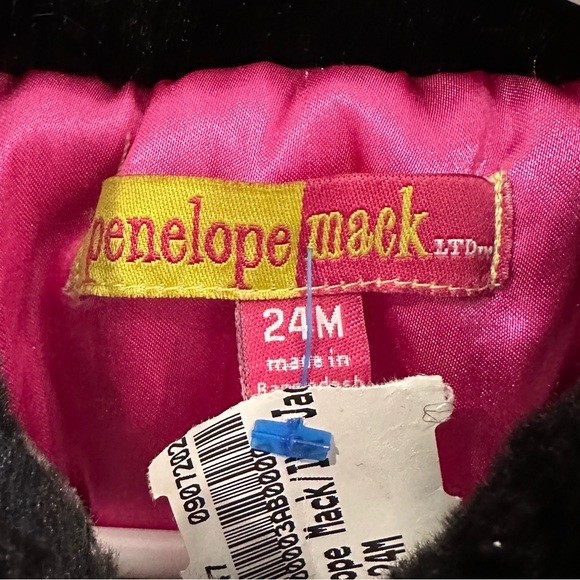 Penelope Mack Black White Pink Wool Blend Coat Size 24 Months - Picture 6 of 10